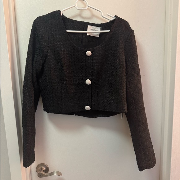 NWT Hyacinth House Black Tweed Cropped Dinah Top - Picture 5 of 7